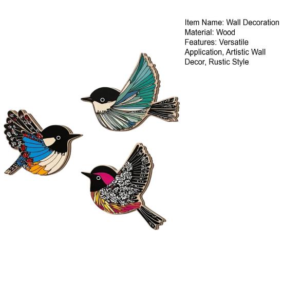 Yousheng 3Pcs/Set Wooden Birds Wall Art Rustic Flying Birds Decorations Modern Scandinavian Wall Decor for Farmhouse Home Office