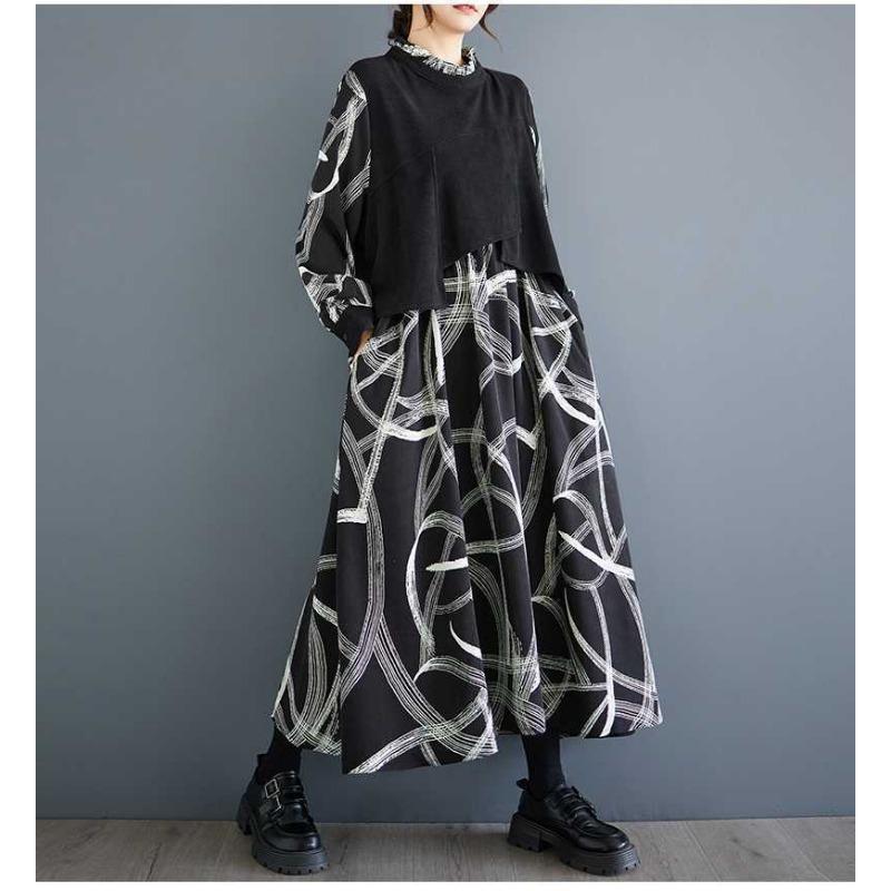 Fashion Personalized Printed Casual Niche Design Sense Temperament Dresses