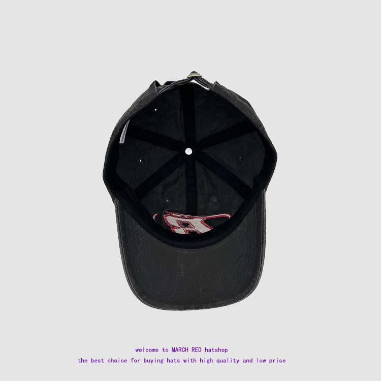 Korean Street Fashion Unisex Embroidered Logo Baseball Cap - Retro Washed Look