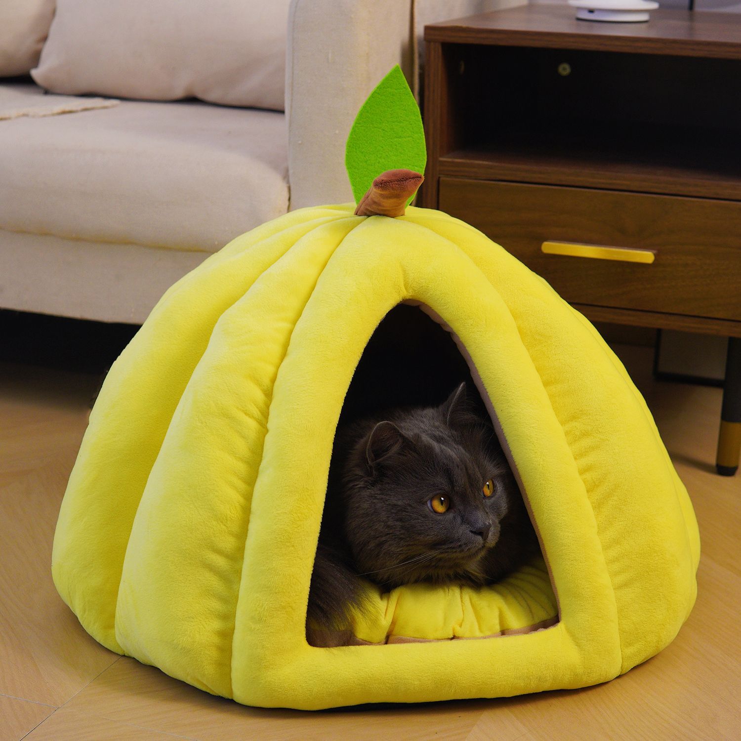 

Гнездо из тыквы для кошек, гнездо для собак, зимнее теплое и холодное гнездо для сна, подушка из бархата, универсальное гнездо для домашних животных на осень и зиму для всех сезонов S size -40 * 40 * 30cm