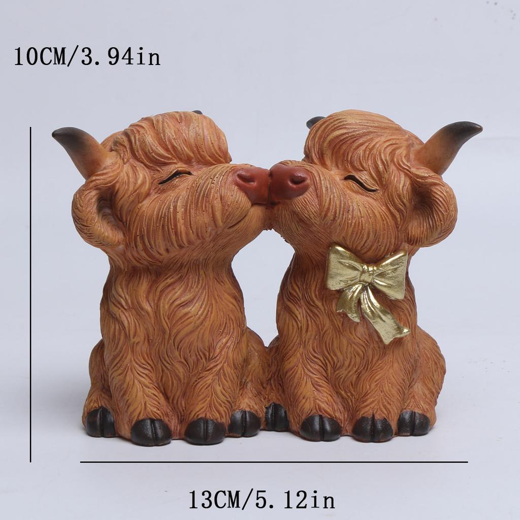 1 PC Creative Resin "See No Evil, Hear No Evil, Speak No Evil" Highland Beef Figurine - Whimsical Home Decor for Living Room