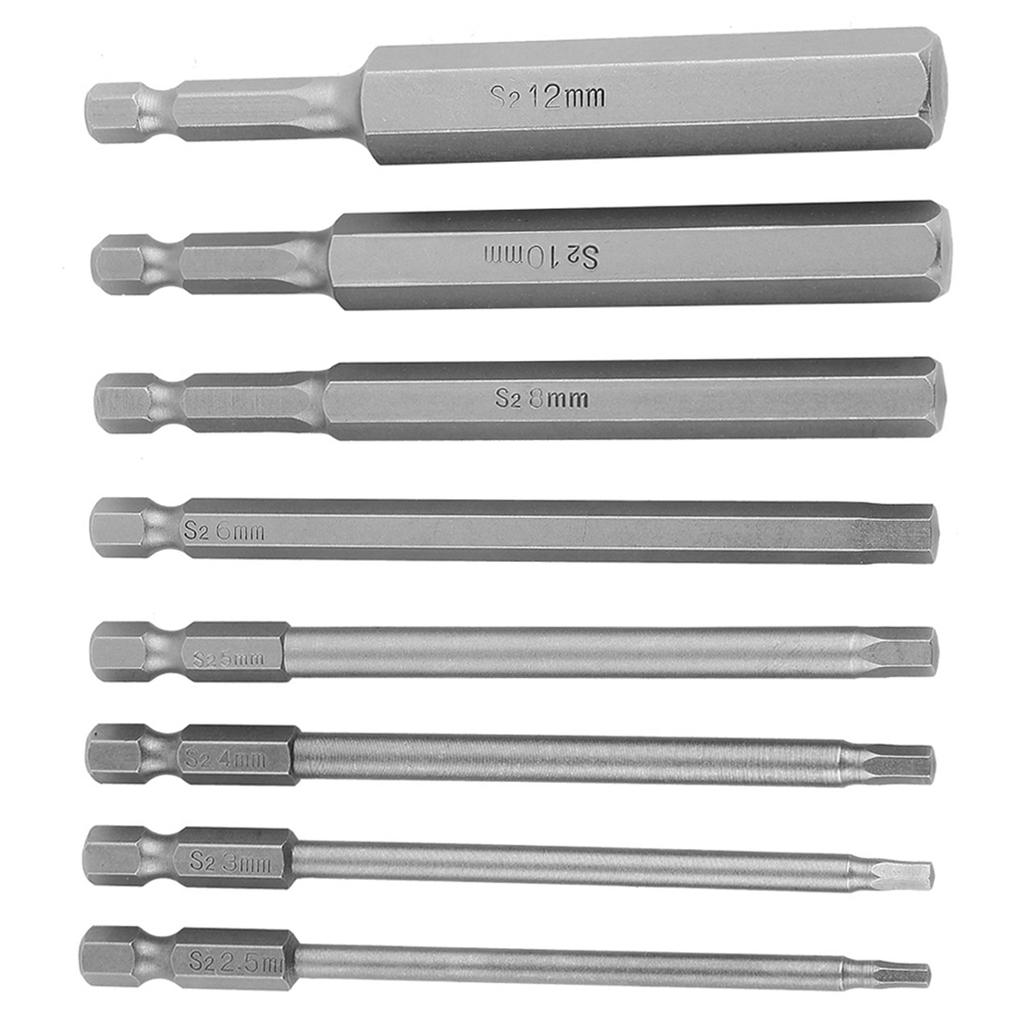 8pcs 100mm Length 1 4  Hex Shank Head BST Screwdriver Bit 2.5 12mm Set Kit