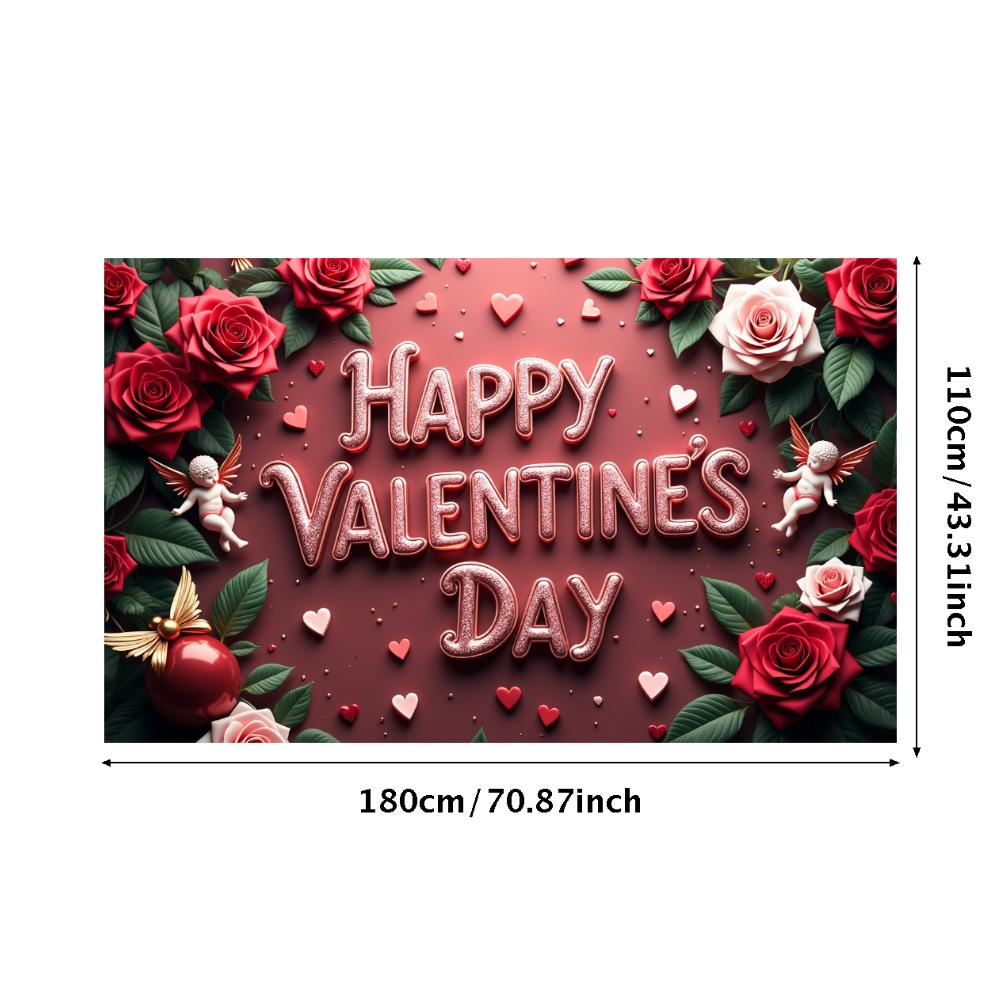 

Romantic Photo Booth Eye-Catching Cupid Festive Background Elegant Backdrop for Photography