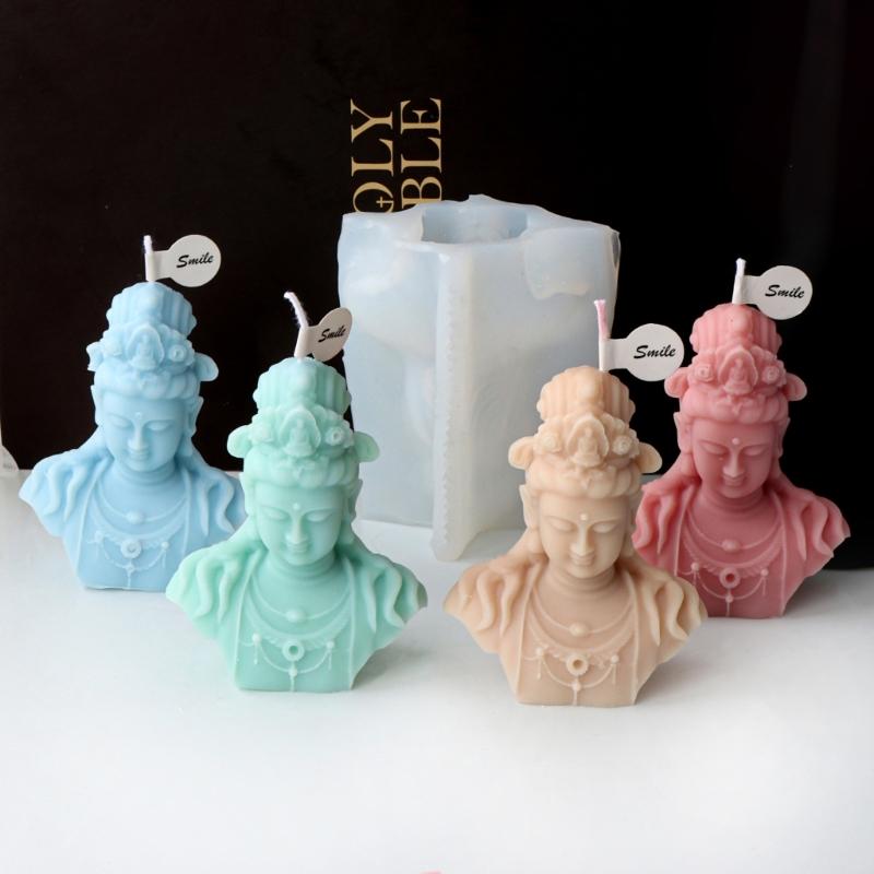 3D Buddhas Silicone Candle Mould for Handmade Soap Gypsum Resin Aromatherapy Candle Mold Desktop Decors for Any Occasion
