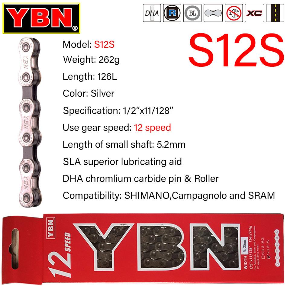 YBN Super Lightweight Steel Bike Chain for 8/9/10/11/12 Speed Road & Mountain Bikes Boxed High Performance