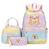 Tie-Dye Corgi Print Rucksack-Set 3 Teile für Mädchen Schultasche mit Brotdose & Federmäppchen Teenager Student College Tagesrucksack
