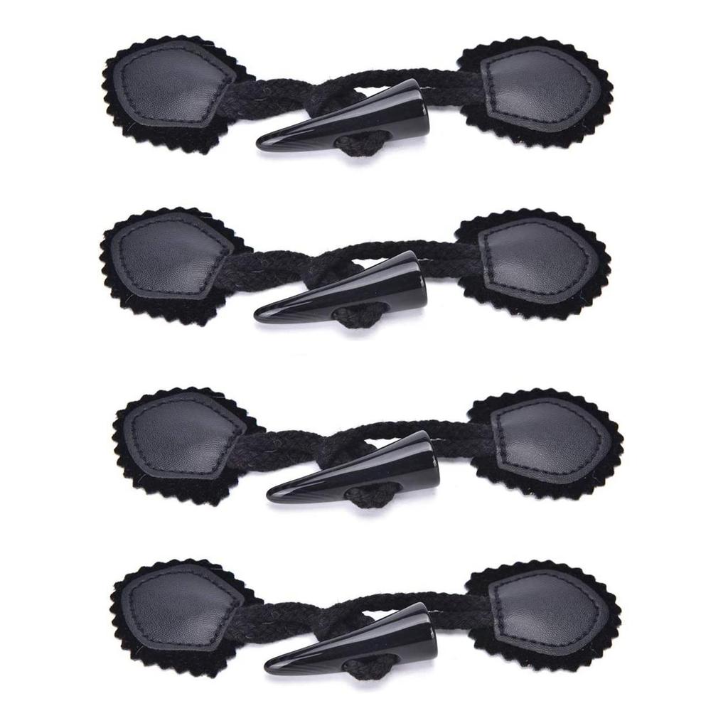 Leather Horn Toggle Button, Duffle Coat Jacket Fasteners Toggle with Leather Patch Duffle Coat Fastener Craft Connector