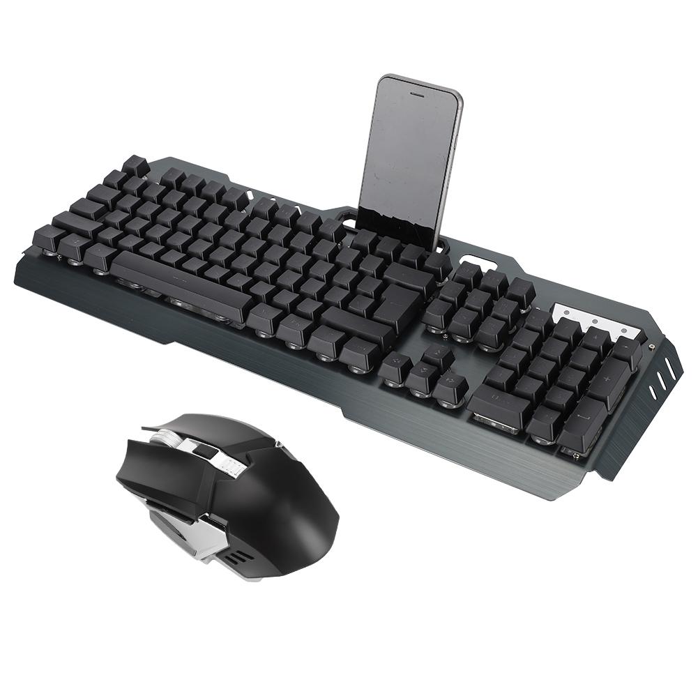 Wireless Keyboard Mouse Set Charged Lighting Black Built In Lithium Battery 3000mAh