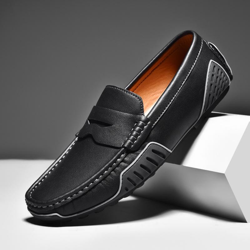 Men's Shoes Genuine Leather Shoes Spring/Summer Breathable Casual Leather Shoes Slip-on Driving Trendy Shoes