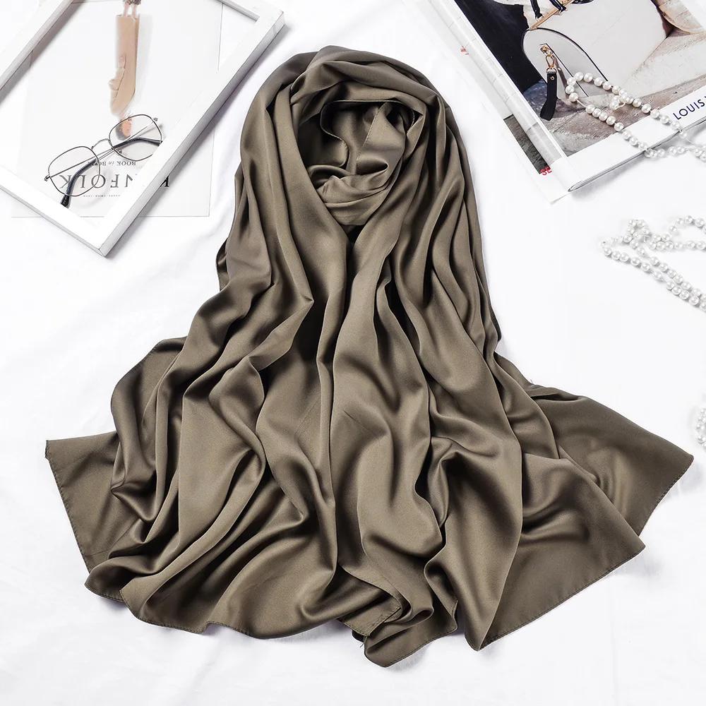 

Long Scarves Shawls Solid Color Silk Satin Hijab Scarf For Women Elegant Neck Scarf Female 70*190cm Big Poncho Scarfs For Ladies 70x180cm