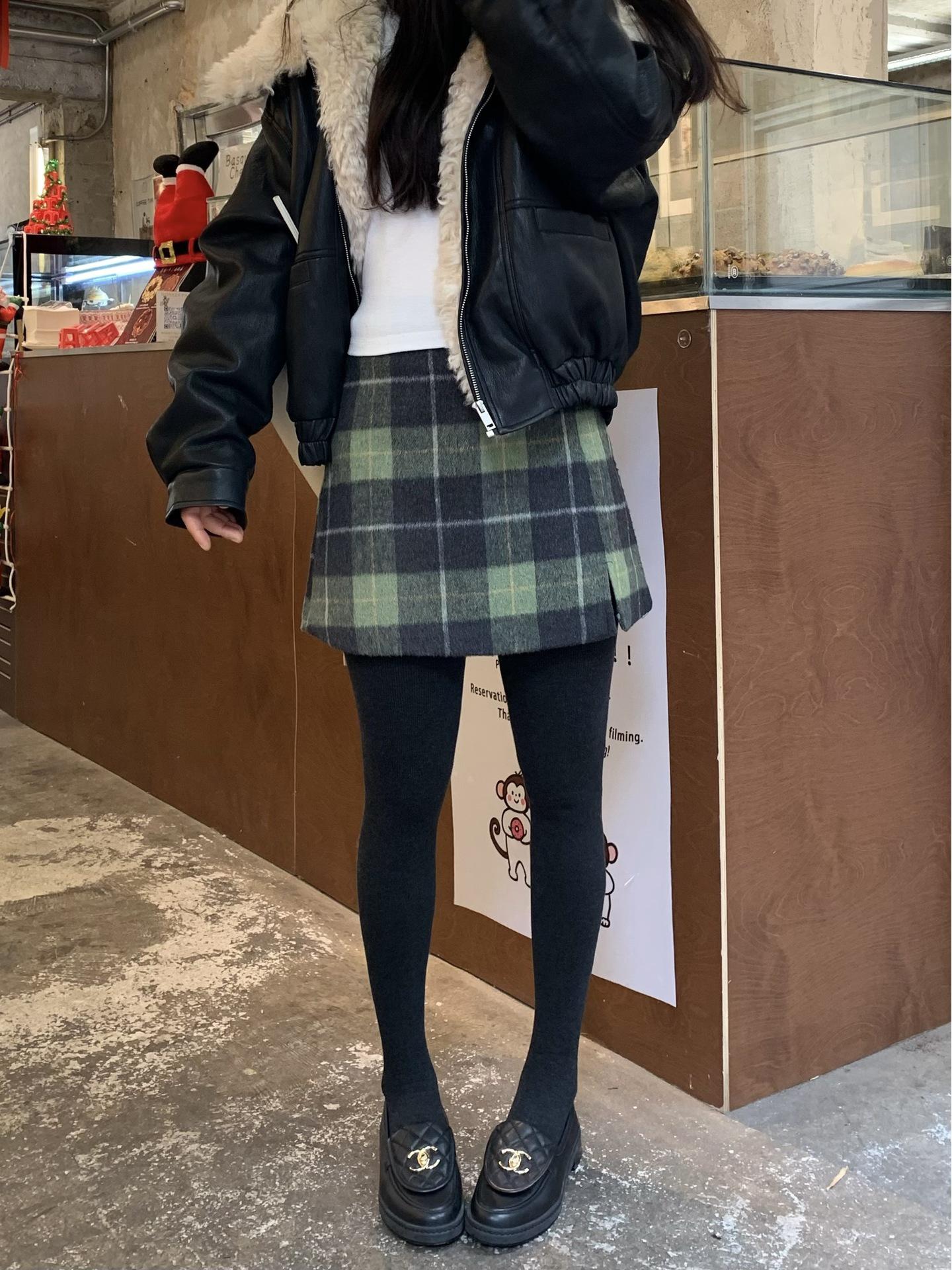 Korean Retro Color Block Plaid Skirt - Women s Autumn/Winter 2025 Medium