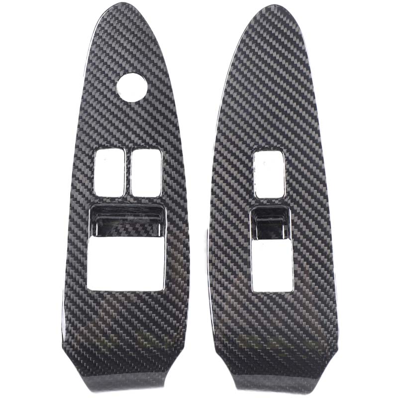 For Nissan Fairlady 400Z +Real carbon fiber Car Window Glass Lifting Button Decorative Frame Sticker iInterior Accessories Real Carbon Fiber