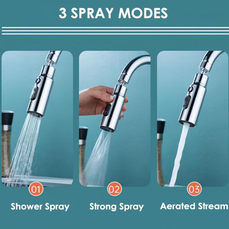 Wasserhahnaufsatz für Küchenspüle, Adapter für Wasserhahn, Küchenzubehör, Wasserhahnbelüfter, Ersatz-Verlängerungssprüher, 3 Funktionen