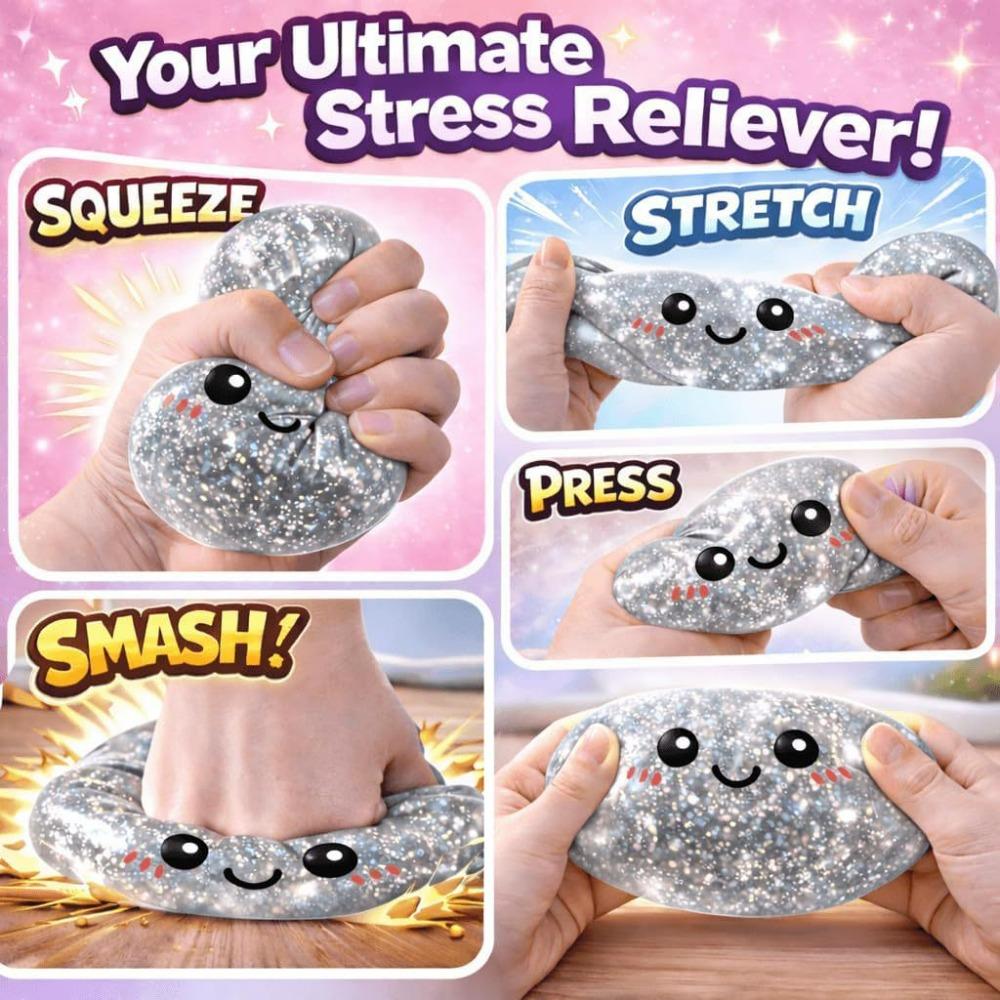 Toys Soft Giant Dumpling Squishy Bun Toy: Transparent Glitter Squeeze Toy, ASMR Stress Relief Ball Slow Rebound, Sensory Fidget