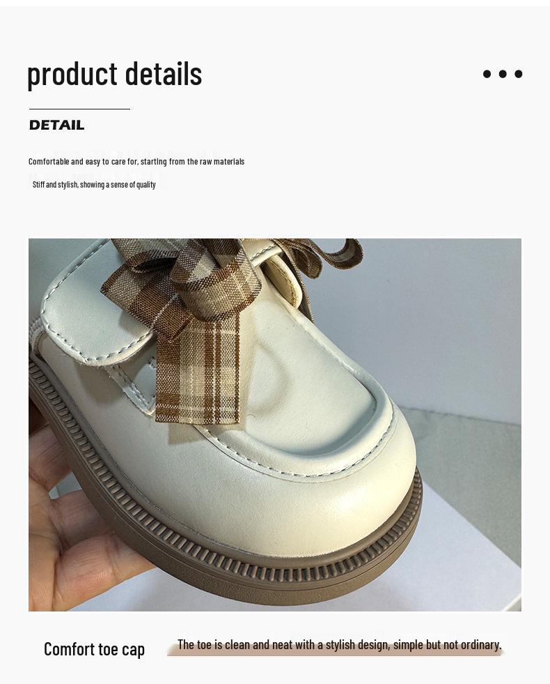 Chic Plaid Bow Korean Loafers for Girls: Stylish Princess Leather Shoes