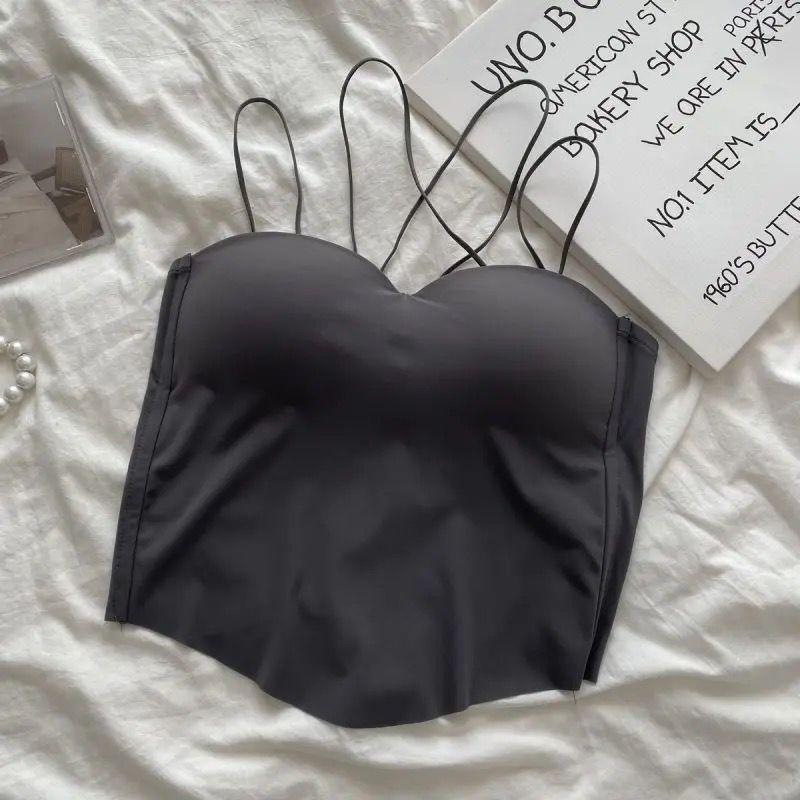 Hot Girl with Chest Cushion Pure Desire Cross Suspender Vest Women's Summer Sexy Beautiful Back Worn Externally Worn Internally Short Underwear