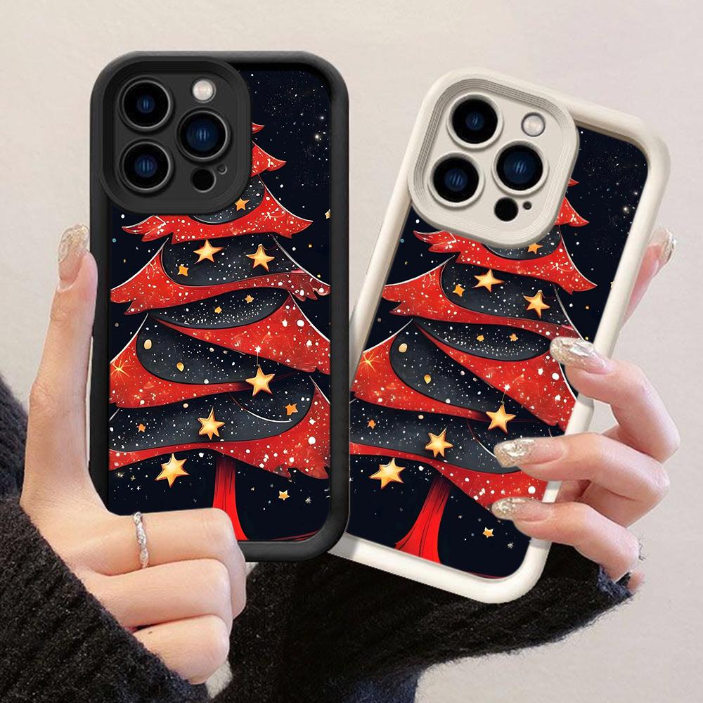JT451 Red christmas Tree for iPhone 17 16 15 14 13 Pro Max Samsung S26 S25 Ultra A17 A07 A56 A16 Xiaomi 15T Redmi 15c 14C 13C Note 11 12 Soft Case