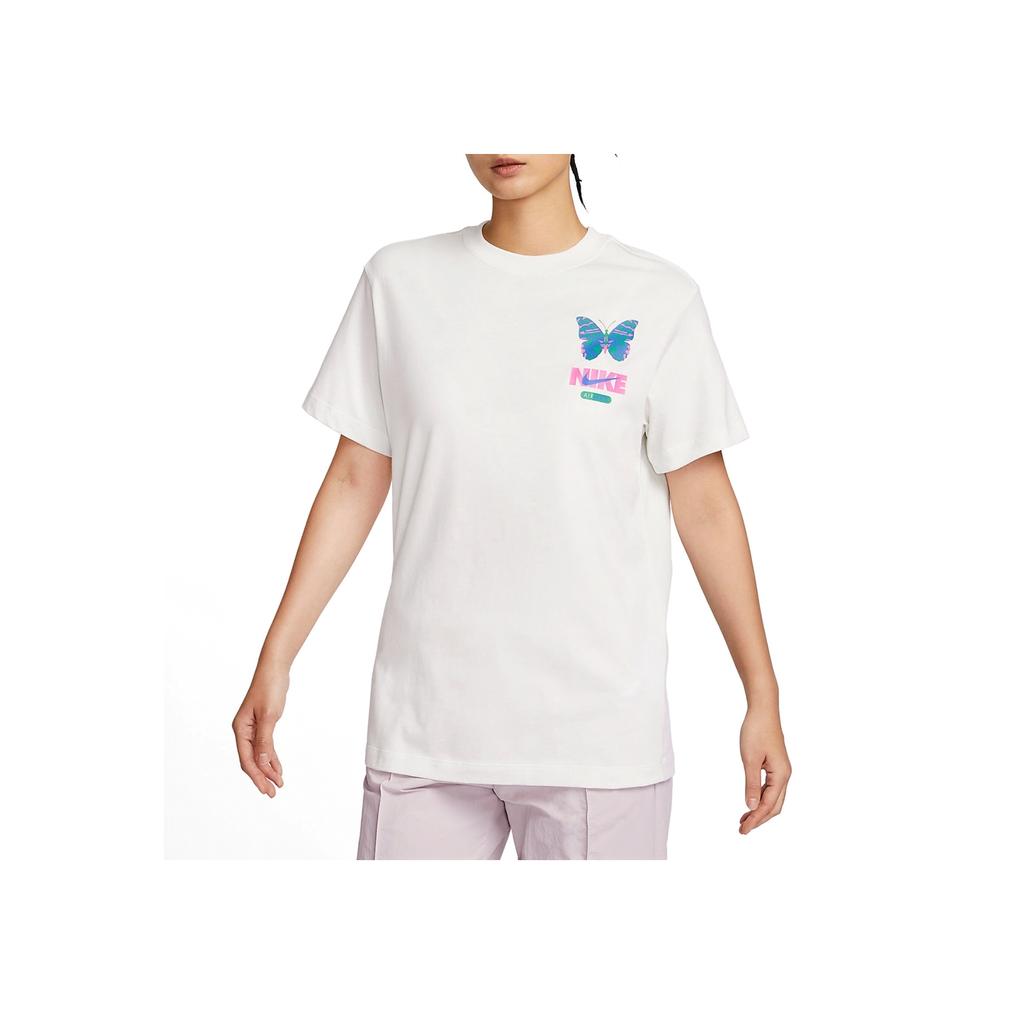 Nike Letter Print Round Neck Casual American Vintage Short Sleeve T-Shirt Women Tops White FQ8874-030