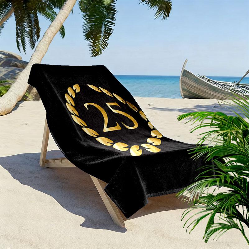 Number 25 Print Beach Towel, Large Soft Quick Dry Towel for Beach Camping Swimming