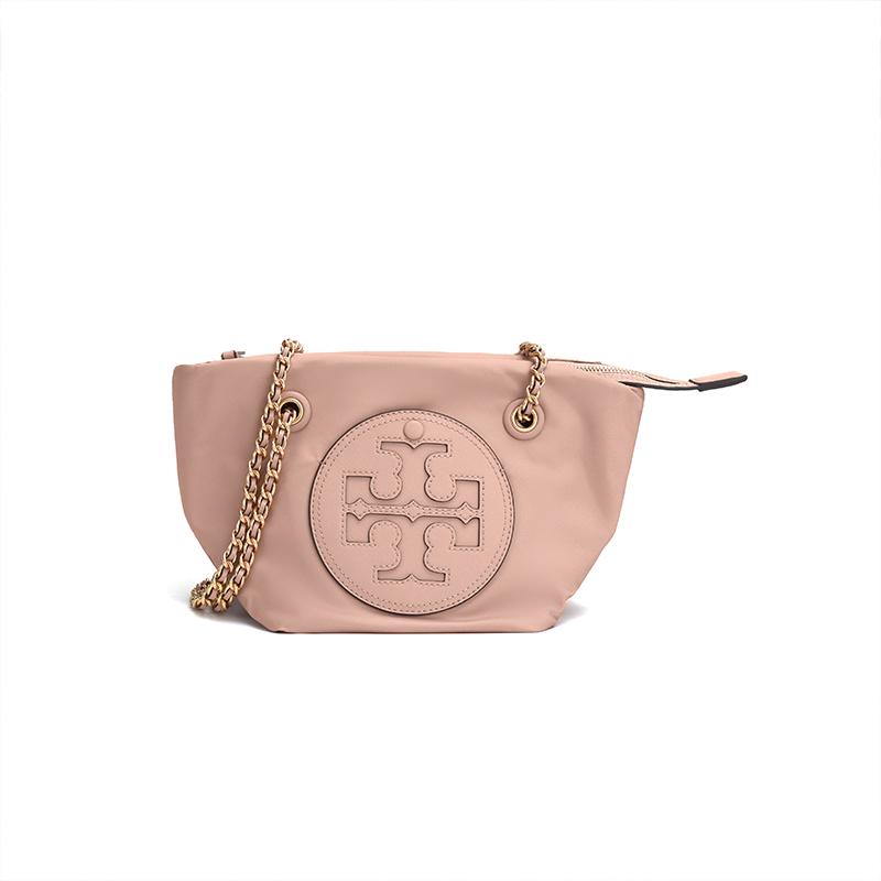 Tory Burch Ella Logo Woven Chain Strap Recycled Nylon Crossbody Shoulder Bag Small Women Bags Rose-Pink 160183-650