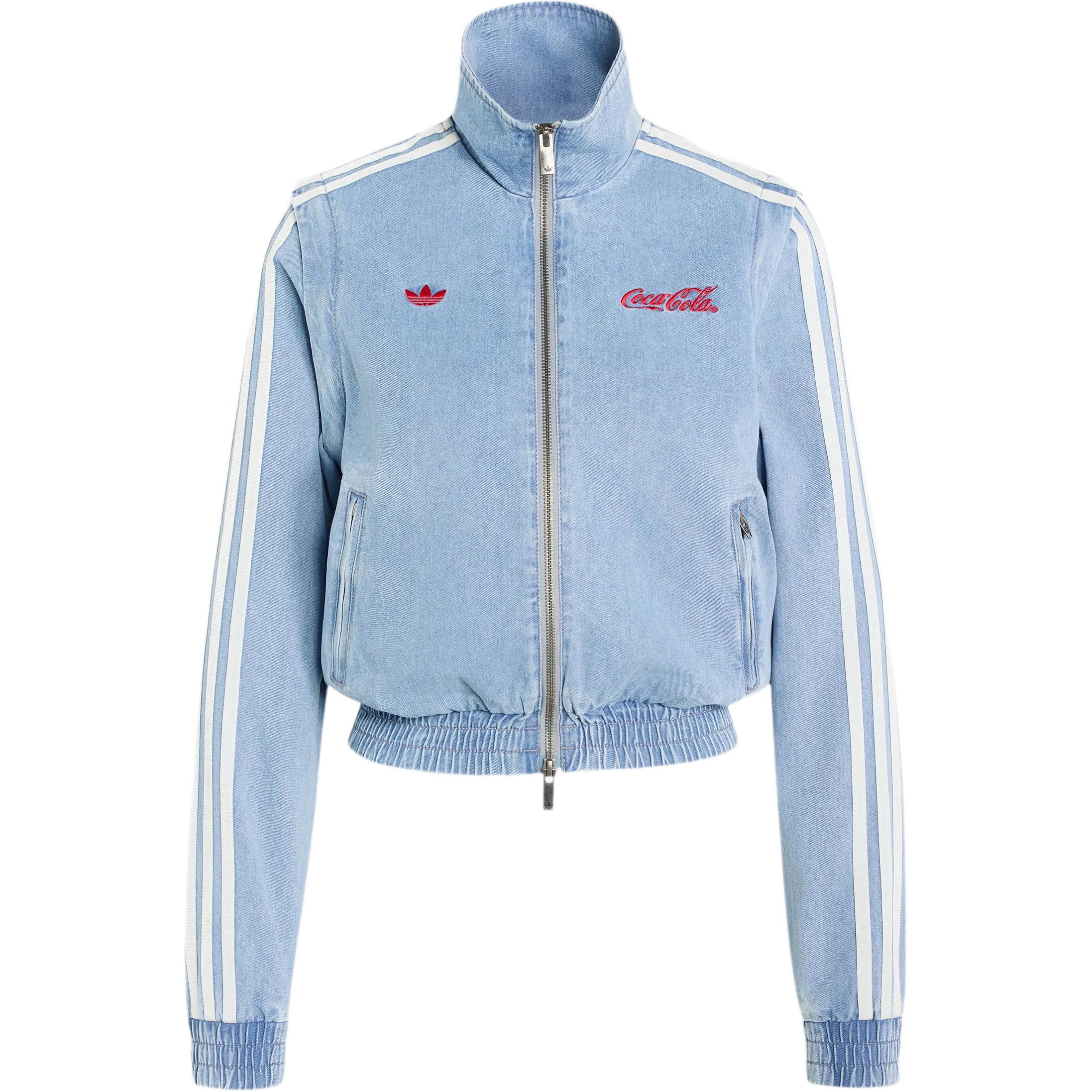 Adidas Originals × Coca-Cola Firebird Reg Denim Track Top Vintage Casual Stand Collar Zip Denim Jacket Women jackets KY7548 XS