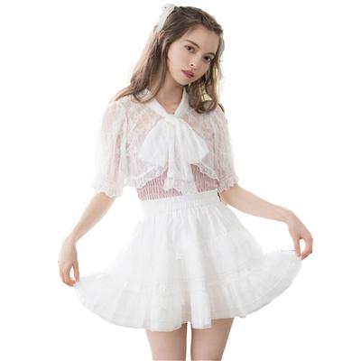 Yumetenbou Stufenrock mit Rüschen, Minirock, ausgestellter Rock, Damen, Französisch Girly