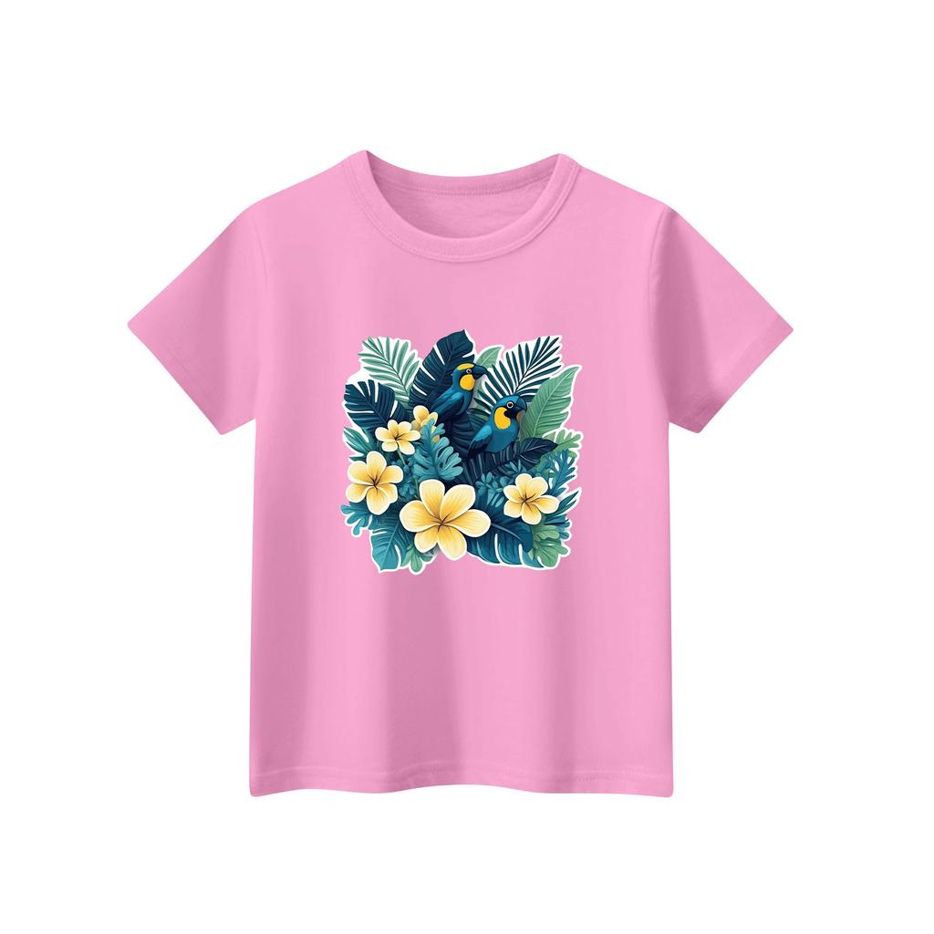 Mote for barn Daglig Trykket Rund hals Kortermet Casual T-skjorte Topp