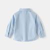 Boys' Long-Sleeved Shirt Men's Treasure Stripes Embroidered Shirt K-style Kids Loose Bear Lapel Cardigan Casual Tops