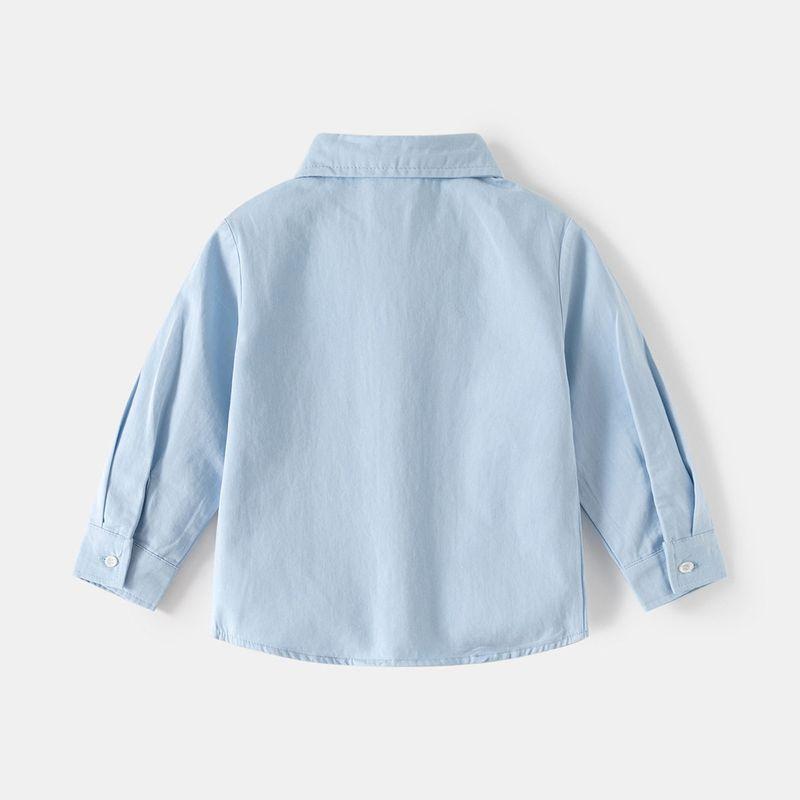 Boys' Long-Sleeved Shirt Men's Treasure Stripes Embroidered Shirt K-style Kids Loose Bear Lapel Cardigan Casual Tops