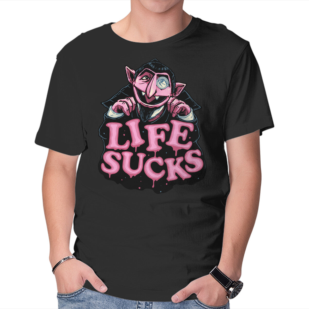 Unisex Crew Neck T-Shirt This Life Sucks Graphic Short Sleeve Casual Tee XXXL