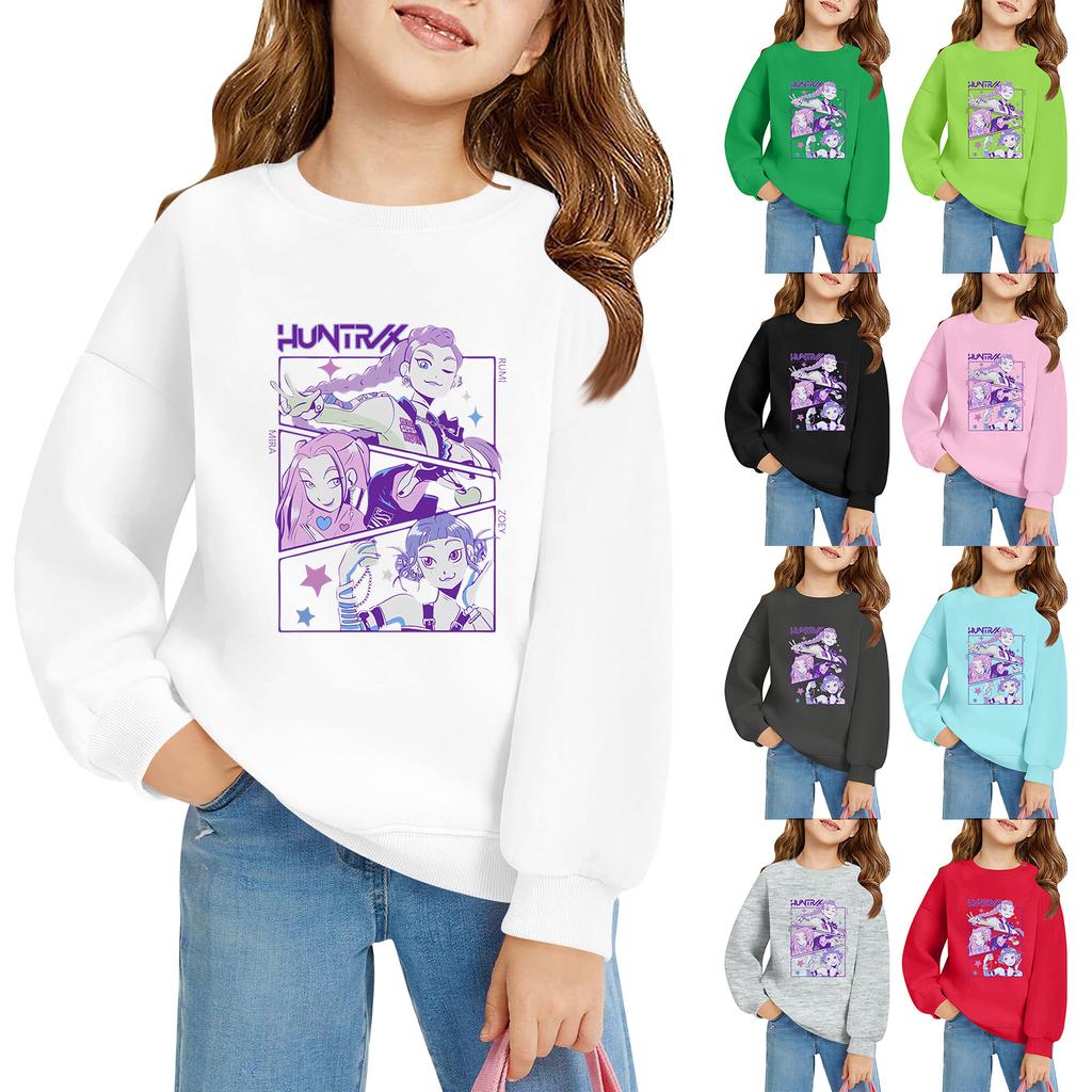 Kids' Long Sleeve Loose Pullover Letter Printed Round Neck Sweatshirt