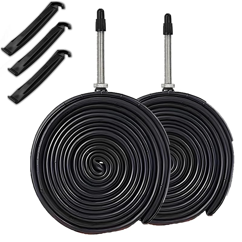 

Two Road Bike Tubes, 48mm Long Presta Valve, 700x23C/24C/25C/26C/27C/28C/30C/32C, Thick-Walled, Durable, Lightweight, with Three Tire Levers