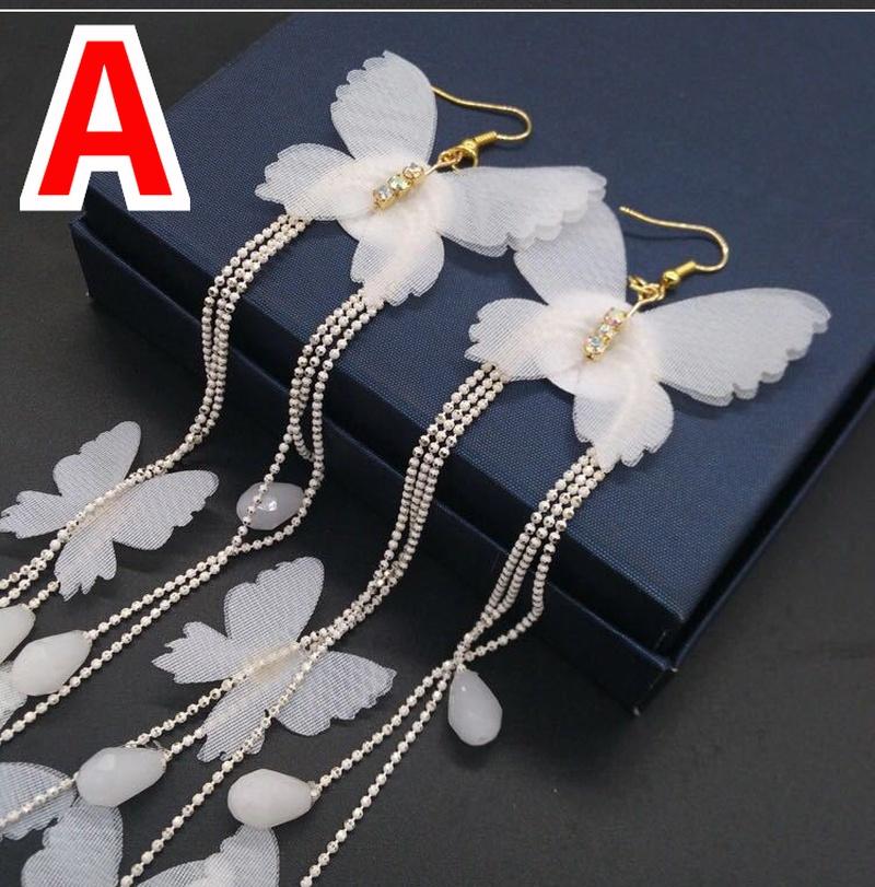 Bijuterii Design Nou Cercei Lungi cu Ciucuri Fluture Alb pentru Petrecere de Sărbători Boem Cadouri pentru Femei