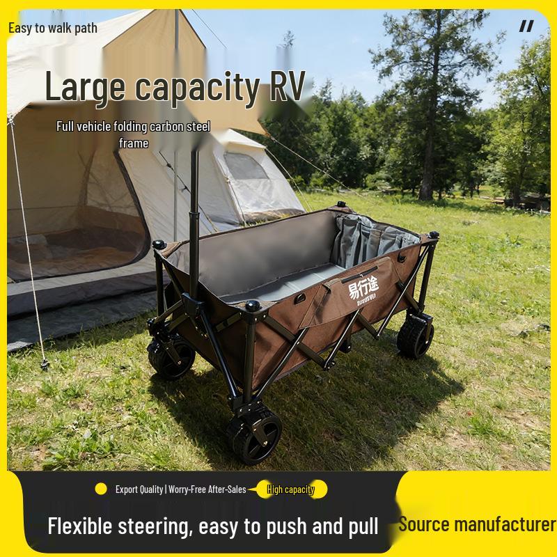 Foldable Camping Cart & Stroller for Kids: Portable Handcart for Outdoor Picnic, Travel, and Fishing.