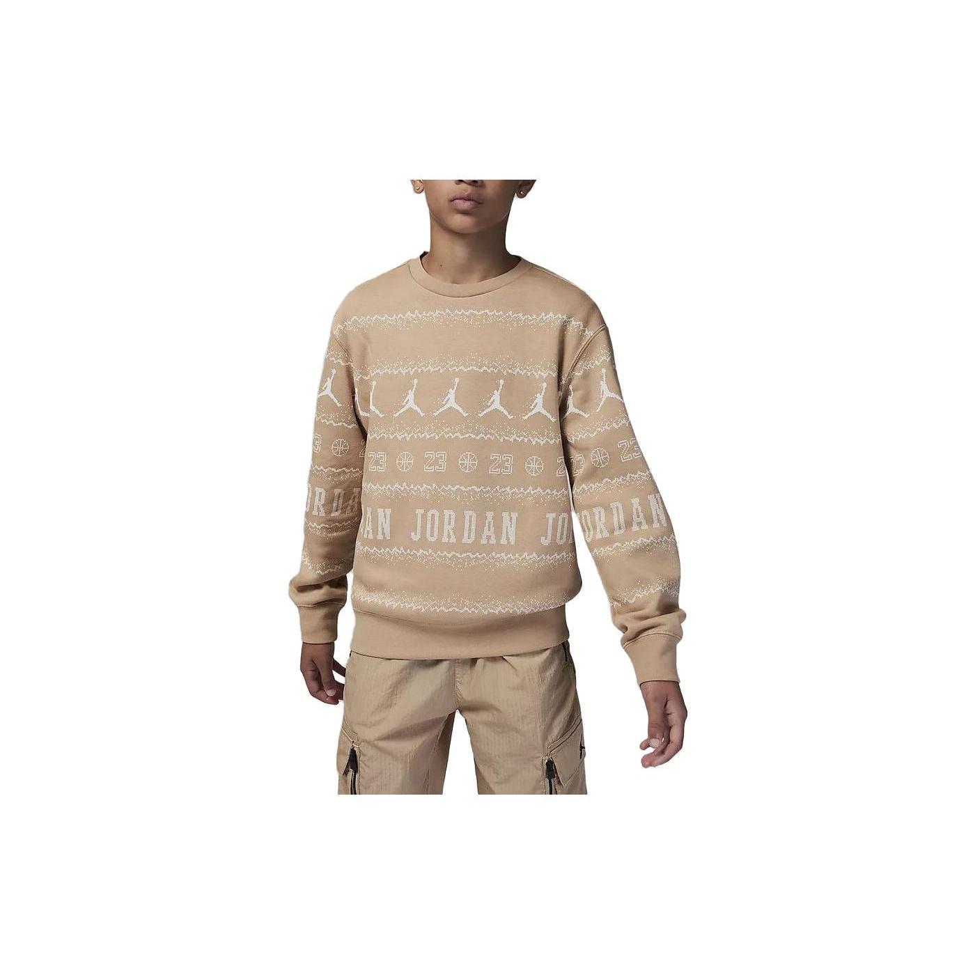 (PS) Air Jordan MJ Holiday Fleece Crew Top Hemp Kids FV5658-200 L