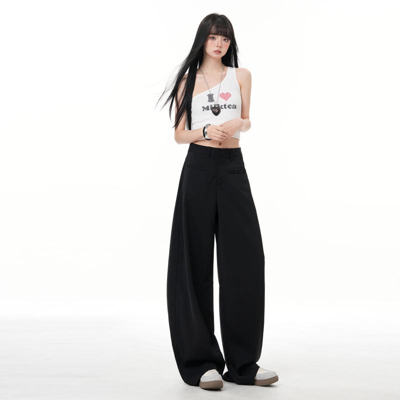2026 Spring Women's Relaxed Wide-Leg Casual Pants: Loose, Versatile, Floor-Length Salt-Style Design