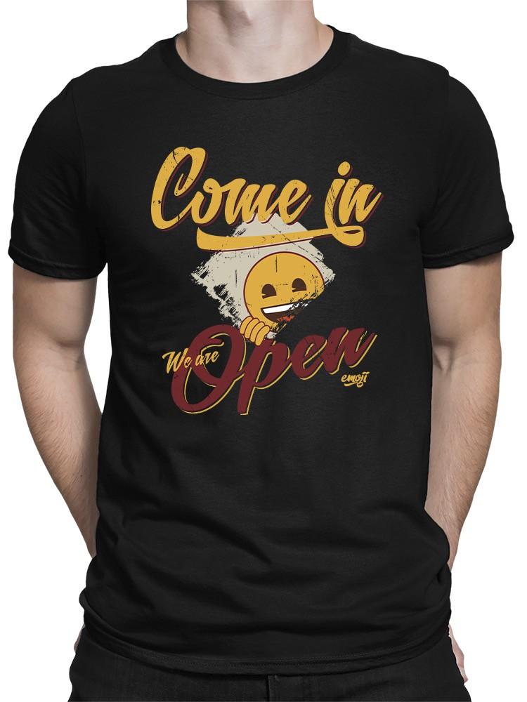 Welcome Vibes Open Sign Emoji Graphic Mens T-shirt M