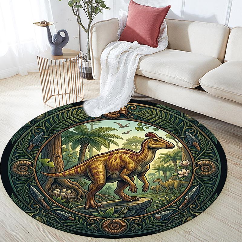 Prehistoric Dinosaur Realm Round Area Rug Under Office Chairs Bedroom Living Room Home Decor