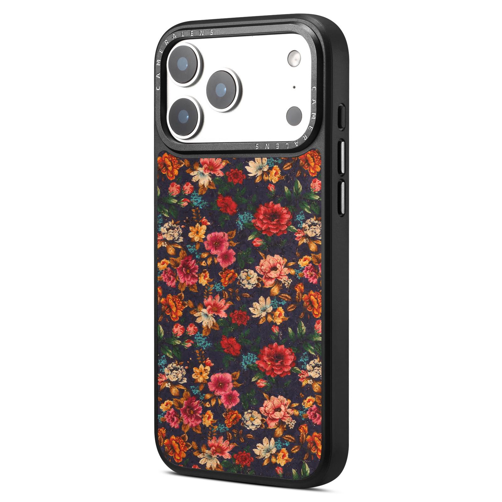 

Denior Cork Floral Magnetic Wireless Charging Case for iPhone 17/16/15 - Drop-proof Protective Cover 15 Pro фиолетовый