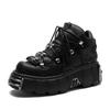Fashion 6CM Winter Punk Sneakers Autumn Women Genuine Leather Shoes Platform Motorcycle Shoes Gothic Metal Decor Chunky Sneakers Woman