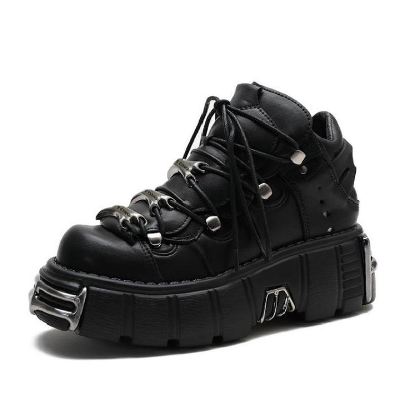 

Мода 6 см Зимние Панк Кроссовки Осень Женская Обувь из Натуральной Кожи Платформа Мотоциклетная Обувь Готика Металлический Декор Массивные Кроссовки Женские 35 чёрный
