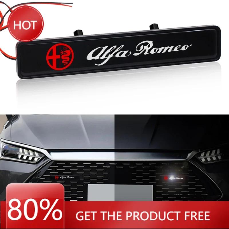 Radkappen 1 Stück Auto Dekoratives Licht LED Fronthauben-Kühlergrill-Emblem Abzeichen Dekor Für Alfa Romeo Giulietta 940 Spider 939 Mito 955 159 zl8