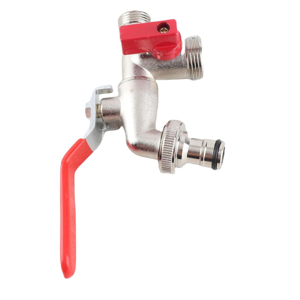 90 Degree Double, 1 2 Brass Faucet 15 * 20 Valve Water Tap red handle Pneumatic Home Outdoor Garden Tool