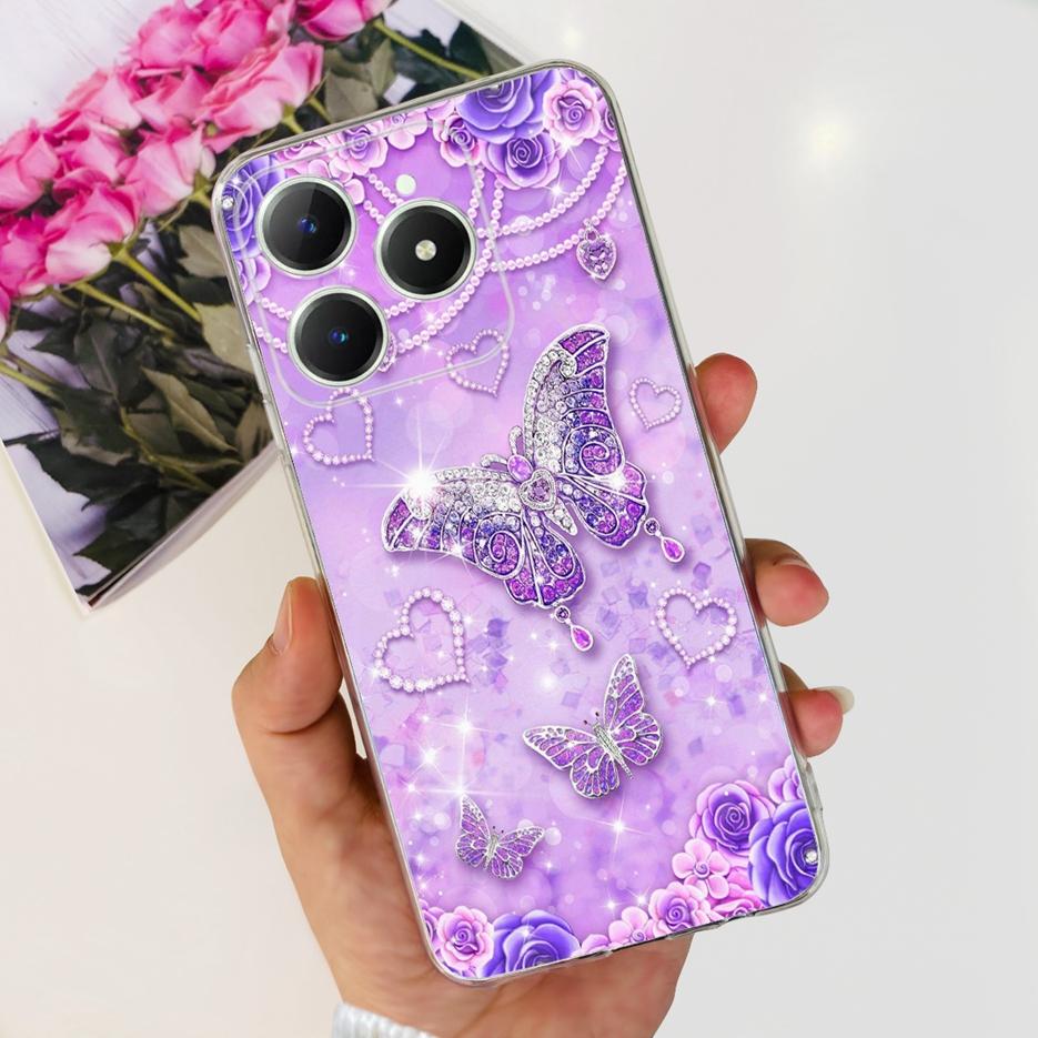 For Realme C61 Case RMX3939 Cute Panda Cartoon Painted Cover Soft Slim Phone Case For Realme C63 C 61 RealmeC61 RealmeC63 Bumper