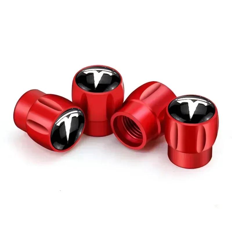 Autoaufkleber Tesla 4 Stück Legierung Auto Rad Reifen Ventilschaft Dekorative Kappen für Tesla Logo Modell X Modell S Y Modell 3 Roadster P85D P90D