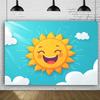 Sfondo Cartone Animato Sole Sorridente 2D Cielo Azzurro Luminoso Sfondo Fotografico
