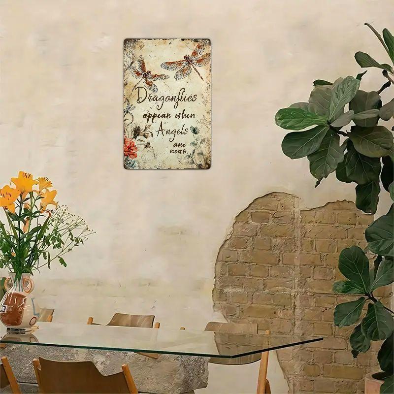 Dragonfly Garden Decor Dragonflies Appear Dragonfly Outdoor Wall Art Classic Vintage Metal Sign for Fence and Patio Decoration