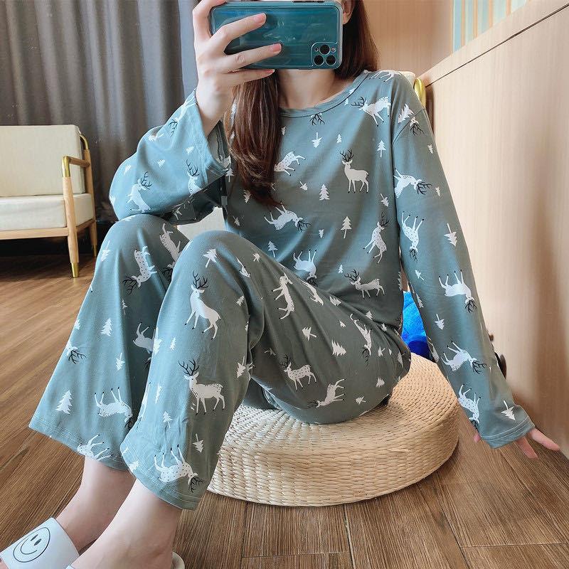 Long-Sleeved Pyjamas Female Autumn and Winter Korean Version of The Women's Homewear Cute Cartoon Girl Sleepwear