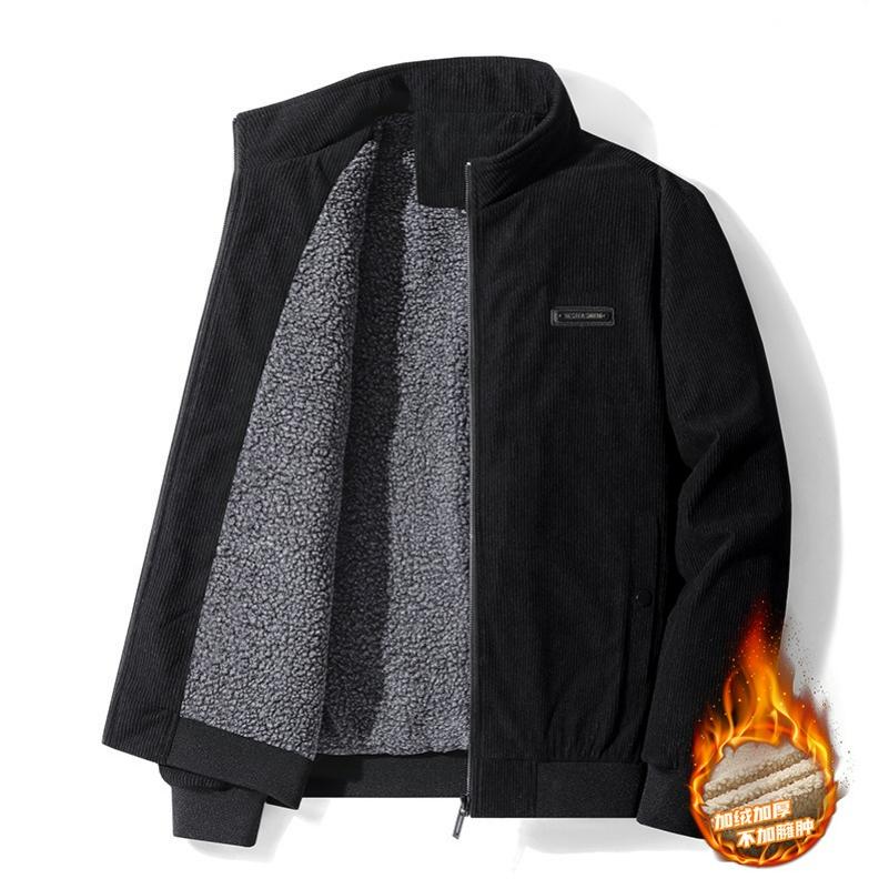 

Men s Warm Plus Velvet Thickened Autumn and Winter Jacket Stand-up Collar Casual Jacket Young and Middle-aged Warm Jacket Jacket M чорний