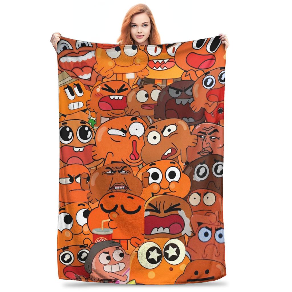 Kaugummigesicht Cartoon Decken Fleece Weiche Kuscheldecke für Draußen Reisen Bettteppich